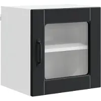vidaXL Wandglas Kasten PORTO Zwart 40 x 31 x 40 cm Bewerkt hout