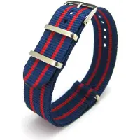 Kaiser Premium Blue Red - Nato strap 18mm - Stripe - Horlogeband Blauw Rood