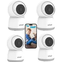 IeGeek Beveiligingscamera binnen - 5MP Ultra HD - Huisdiercamera met app - Beveiligingscamera's - Wifi Camera APP - Volgt beweging en geluidsdetectie - Bewakingscamera - 2.4/5 GHz - 4Stuks - Wit
