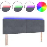 vidaXL LED Hoofdbord met LED-stripverlichting Grijs 160 cm Fluweel