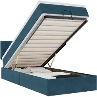 vidaXL Ottoman bed met matras 100x200 cm fluweel donkerblauw