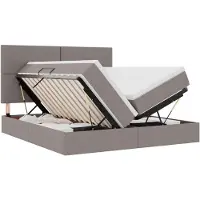 vidaXL Opbergbed met hoofdeinde met opslag Taupe 200 x 200 cm Stof