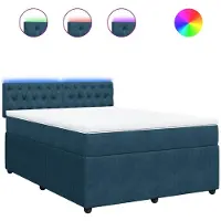 vidaXL Boxspring met matras fluweel blauw 140x200 cm