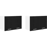 vidaXL Hangkast 2 st Zwart Eiken en Wit Bewerkt hout