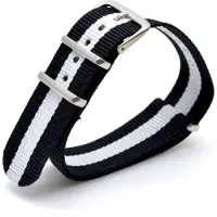 Kaiser Premium Black White - Nato strap 24mm - Horlogeband Zwart Wit