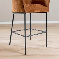 Livin24 Barkruk Nubo chenille koper 85 cm
