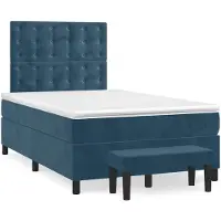 vidaXL Boxspring met matras fluweel donkerblauw 120x200 cm
