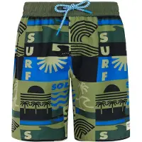 Protest zwemshort PRTTONNY JR olijfgroen/blauw Jongens Polyester Grafisch - maat 128
