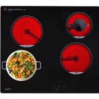 Ren Elektrische Kookplaat 4 Pits - Elektrische Fornuis - Elektrische Kookplaat Vrijstaand - 4 Kookzones - Kinderslot - Zwart - 68cm x 63cm x 11cm