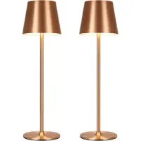 BREND Draadloze Tafellamp - Draadloos en USB-C-Oplaadbaar – 3 LED Lichtkleuren – Binnen en Buiten – Set van 2 Stuks - Brons - BR-2247