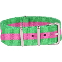 Kaiser Premium Green Pink - Nato strap 20mm - Stripe - Horlogeband Groen Roze