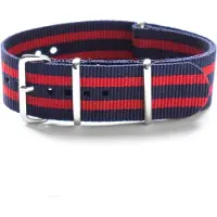 Kaiser Premium Navy Blue Red - Nato strap 20mm - Stripe - Horlogeband Navy Blauw Rood + luxe pouch