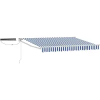vidaXL Elektrisch Uitschuifbare Zonneluifel Blauw en Wit 3,5 x 2,5 m
