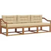 vidaXL Buiten bank set 3 st Natuurlijk en Beige