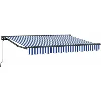 vidaXL Handmatig uitschuifbare luifel Blauw en Wit 3,5 x 2 m