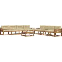 vidaXL Buiten bank set met kussen 9 pcs Natuurlijk en Beige
