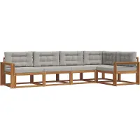 vidaXL Buiten bank set 5 st Naturel en lichtgrijs