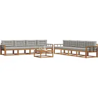 vidaXL Buiten bank set met kussen 9 pcs Natuurlijk en Licht Grijs