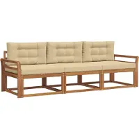 vidaXL Buiten bank set 3 st Natuurlijk en Beige