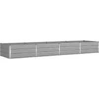 vidaXL Plantenbak Lichtgrijs 385 x 100 x 45 cm Gegalvaniseerd staal