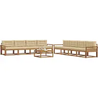 vidaXL Buiten bank set 9 st Natuurlijk en Beige