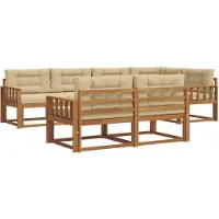 vidaXL Buiten bank set 8 st Natuurlijk en Beige