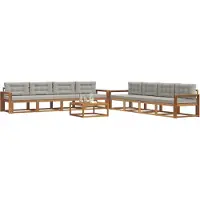 vidaXL Buiten bank set 9 st Natuurlijk en Licht Grijs