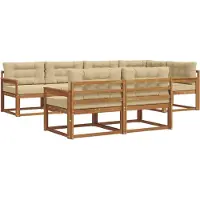 vidaXL Buiten bank set met kussen 7 pcs Natuurlijk en Beige