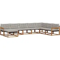 vidaXL Buiten bank set 8 st Natuurlijk en Licht Grijs