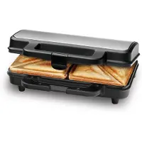 Ama Tosti-Ijzers - Sandwichtoaster - Toaster - ‎25x30x11cm - met Hittebestendige Handgreep - Zwart en Zilver