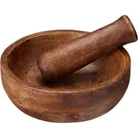 Practic Vijzel En Mortel Mangohout 15cm Bruin bruin Excellent Houseware Vijzel