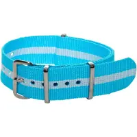 Kaiser Premium Sky Blue White - Nato strap 24mm - Stripe - Horlogeband Blauw Wit