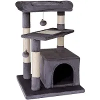 Lionto kraboom voor katten, 75 cm hoog, met hol, ligbed en sisalgedeelte, compact en stabiel, ideaal voor spelen, rusten en nagelverzorging, donkergrijs