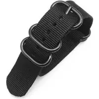 Kaiser Premium Black - Zulu Nato strap 22mm - Horlogeband Zwart