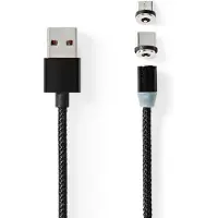 Nedis USB-Kabel | 2 m | Nylon | Zwart | 1 stuks - CCGB60630BK20 CCGB60630BK20