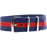 Kaiser Premium Navy Blue Red - Nato strap 20mm - Stripe - Horlogeband Blauw Rood