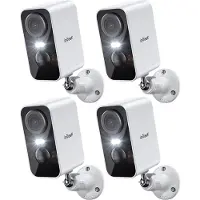 IeGeek Beveiligingscamera Draadloos Buiten – 2K Ultra HD - Camerabewaking - Bewakingscamera Voor Buiten - Buitencamera - Buiten Camera Met Nachtzicht - Oplaadbaar - Met WiFi en APP - Wit - 4 Stuks