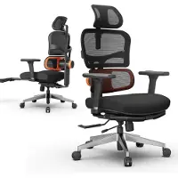 NEWTRAL NT002 Ergonomische Bureaustoel met Hoofdsteun - 96°-136° Kantelfunctie - 4D-verstelbare Armleuningen - Adaptieve Lendensteun - Zwart