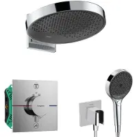 Hansgrohe - Doucheset met inbouwthermostaat, met hoofddeeldeel, diameter 36 cm, 3 jets, chroom SANI21HHH011