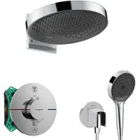 Hansgrohe - Doucheset met inbouwthermostaat, met hoofddeeldeel, diameter 36 cm, 3 jets, chroom SANI21HHH010