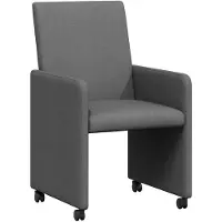 vidaXL Eetkamerstoelen met wielen 2 st Stof Donkergrijs