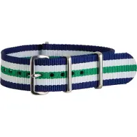 Kaiser Premium Blue White Green - Nato strap 18mm - Stripe - Horlogeband Blauw Wit Groen