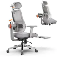NEWTRAL MagicH-GPro Ergonomische Bureaustoel met Hoofdsteun - Adaptieve Lendensteun - Verstelbare Armsteun - 3 Standen om te Vergrendelen - Grijs