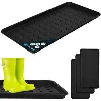 KOTARBAU 3 stuks Schoenenlekbak, Lekbak Schoenen, Kunststof, 72 x 35 cm, Zwart, Schoenendruipbak, Schoenmat, Laarzen Afdruipmat, Schoenafdruipbak, Schoenenschaal, Lekbak voor Natte Schoenen