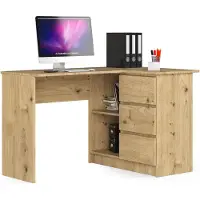 Akord Hoekbureau Rechts B16 / Computerbureau / Computer Tafel / Bureautafel Rechts / Artisan Eik / 124 x 77 x 85 cm