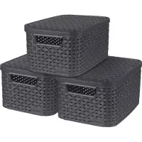 Curver Opbergboxen met deksel Style S - 6 liter - 3 stuks - Antraciet