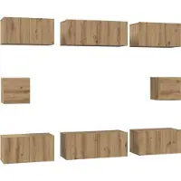 Syfax Tv-meubelset 8 pcs Artisan Eiken Bewerkt hout
