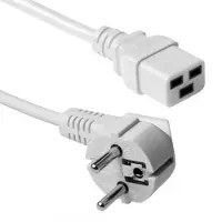 ACT AK5413 230V Stroomkabel Randaarde Stekker Schuko CEE7/7 - C19 Wit - 60 cm