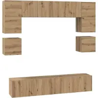 Syfax Tv-meubelset 8 pcs Artisan Eiken Bewerkt hout