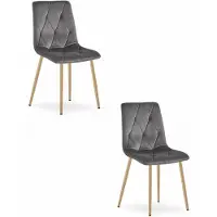 Leobert Set van 2 Eetkamerstoelen LIBRA Donkergrijs – Houtlook Metalen Poten, Modern Velvet Bekleding, Ergonomisch Design, Max. 120 kg